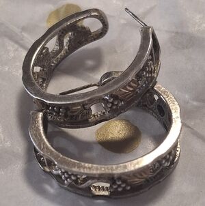Sterling Silver Floral Hoop Earrings - Silver Black Hills Gold